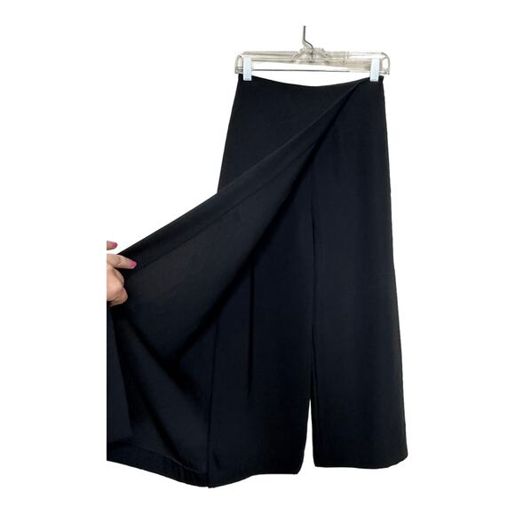 Zara Basic black crepe palazzo front overlap flap pants size small - Picture 5 of 13